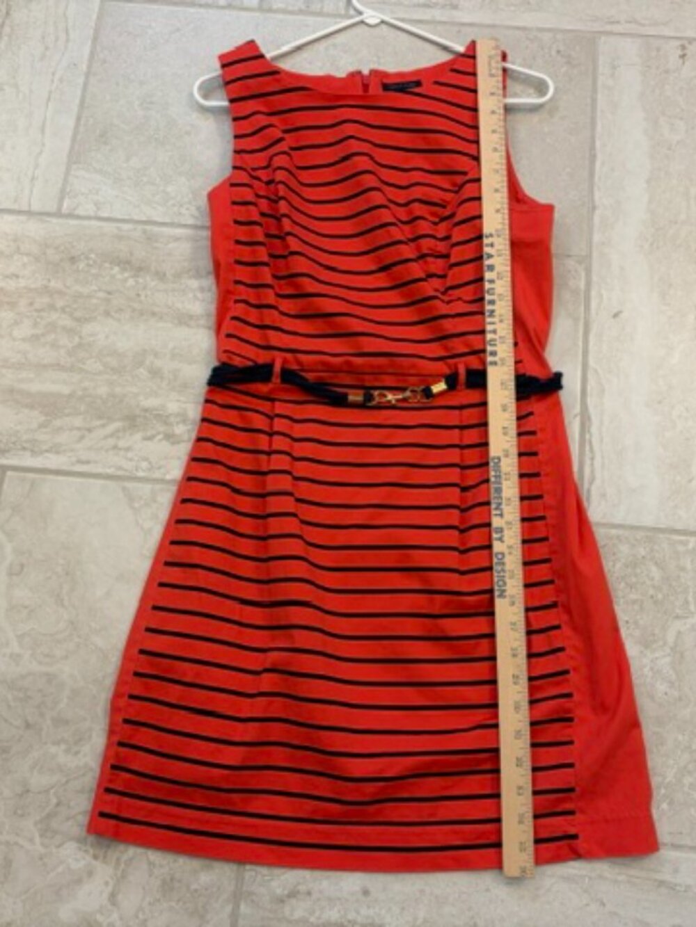 Tommy Hilfiger Red/Blue Stripes Dress Size 10 Cotton Rope Belt Nautical Coastal - Picture 9 of 9